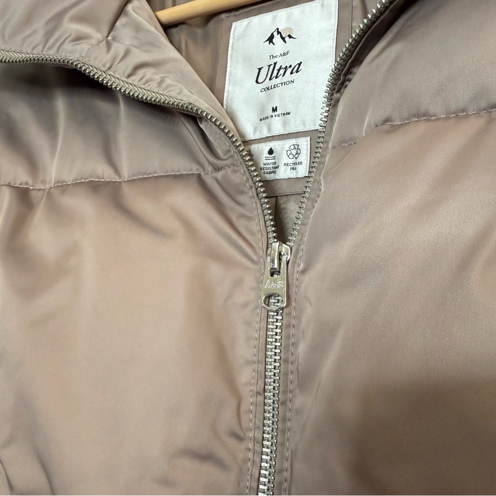Abercrombie & Fitch Ultra Collection Taupe Chocolate Mousse Puffer Jacket medium - Picture 8 of 11